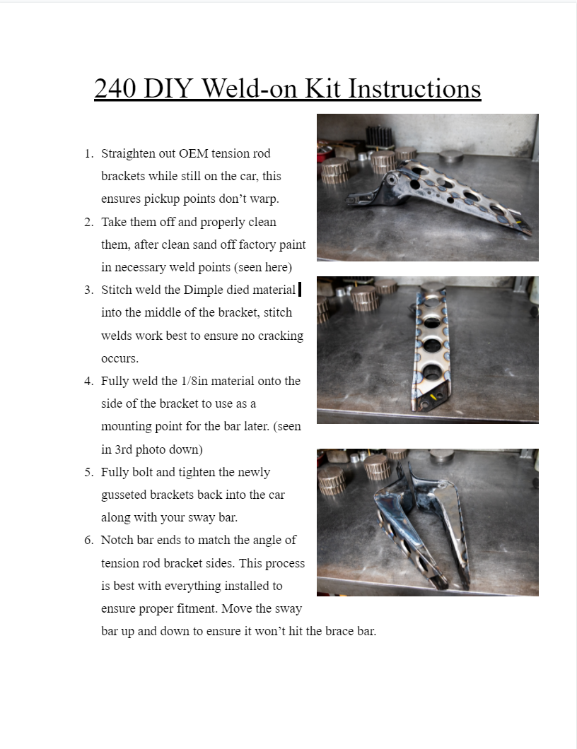 Weld-On 240 Tension Rod Bracket Brace Kit